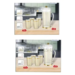 Sophisticated Glass Pitcher and Tumbler Service Set - Multicolor