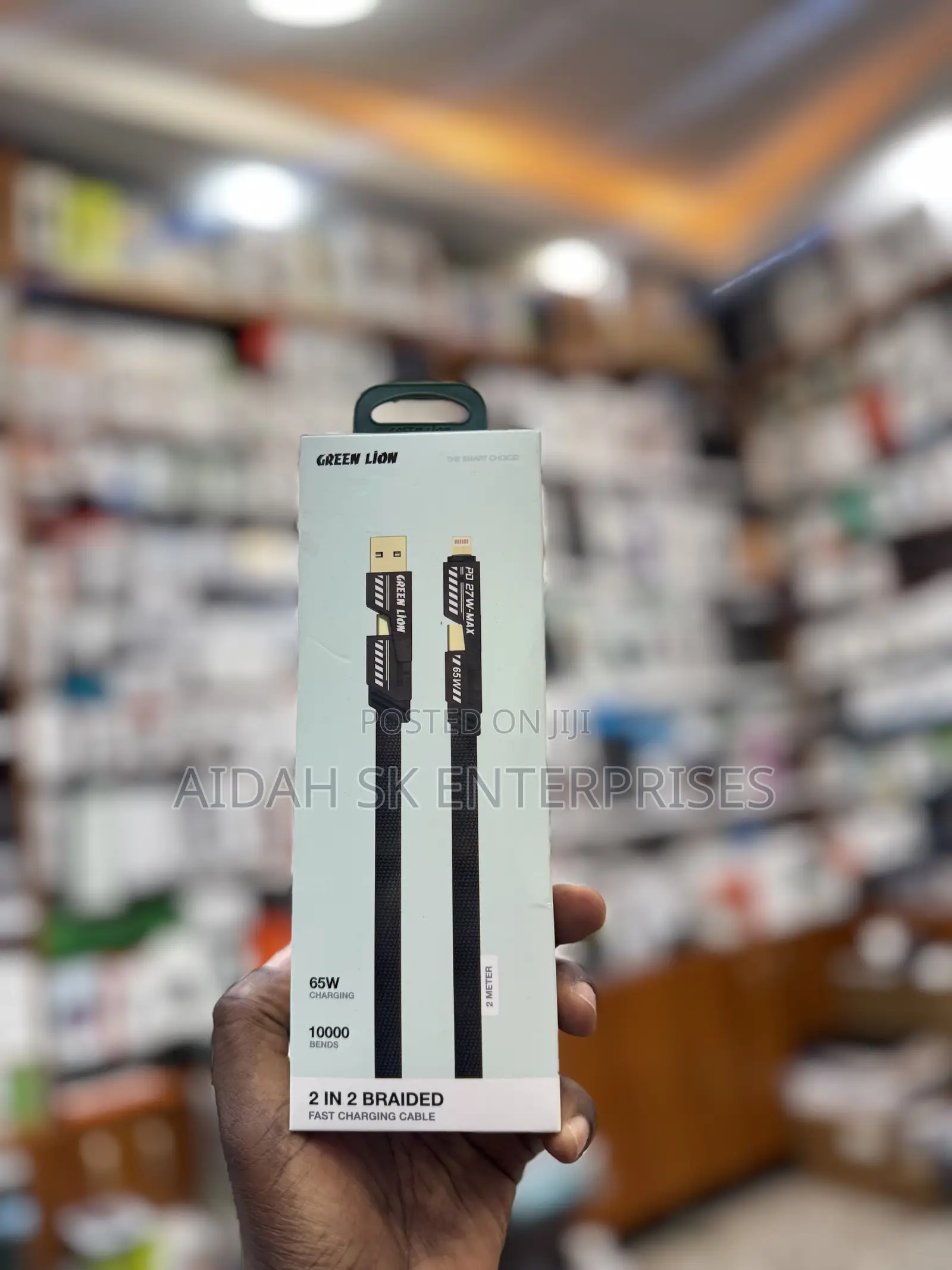 Green Lion 2-in-2 Braided Fast Charging Cable.