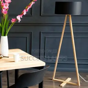 Two Stand Wooden Floor Lamps