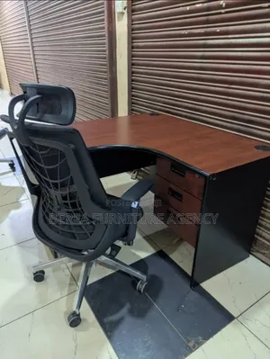 Curved Table and Mesh Office Chair