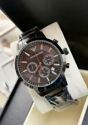 Black Steel Strapped Men's Automatic Emporio Armani Wrist Time Piece