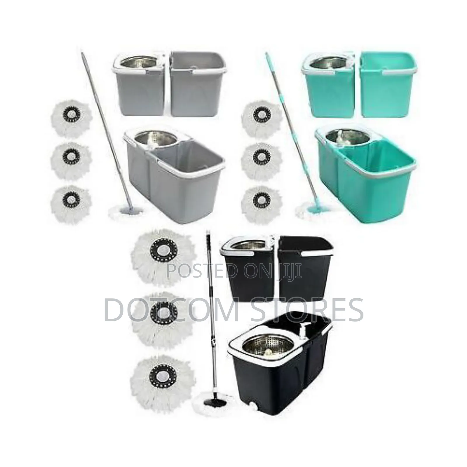 Dual Floor Spin Mop Bucket Dispenser Set