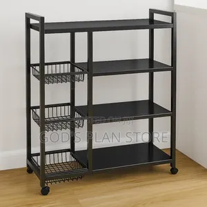 4 Tier Black Metal Kitchen Storage Rack Kitchen Storage Rack