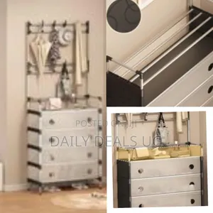 All-in-One Entryway Organizer With Garment Rack 4-Drawer Storage