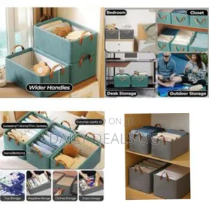 Stylish Foldable Fabric Storage Bins With Handles - Multicolor