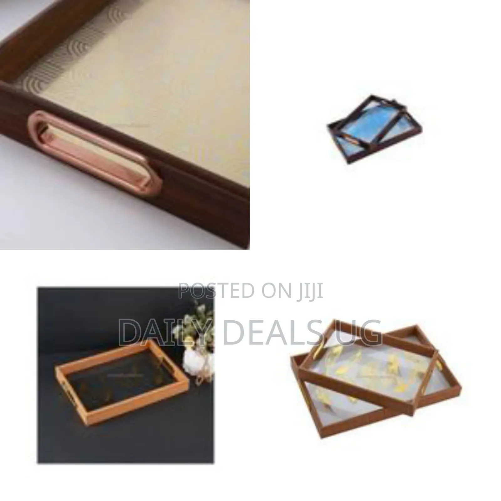 Set of 2 Elegant Decorative Serving Trays