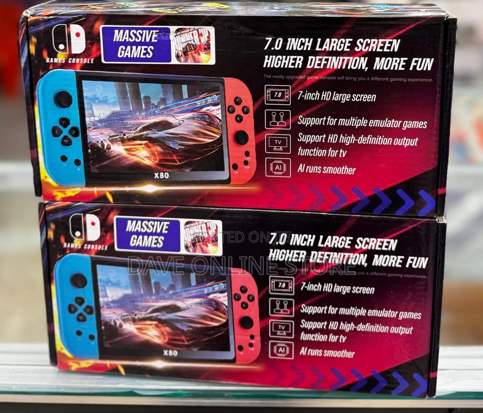 X80 Digital Video Game Console, 7-Inch Retro Game Controller
