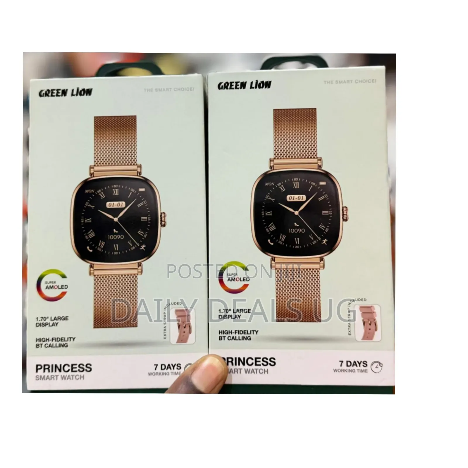 Green Lion Princess Smart Watch With Amoled Display and Extra Strap