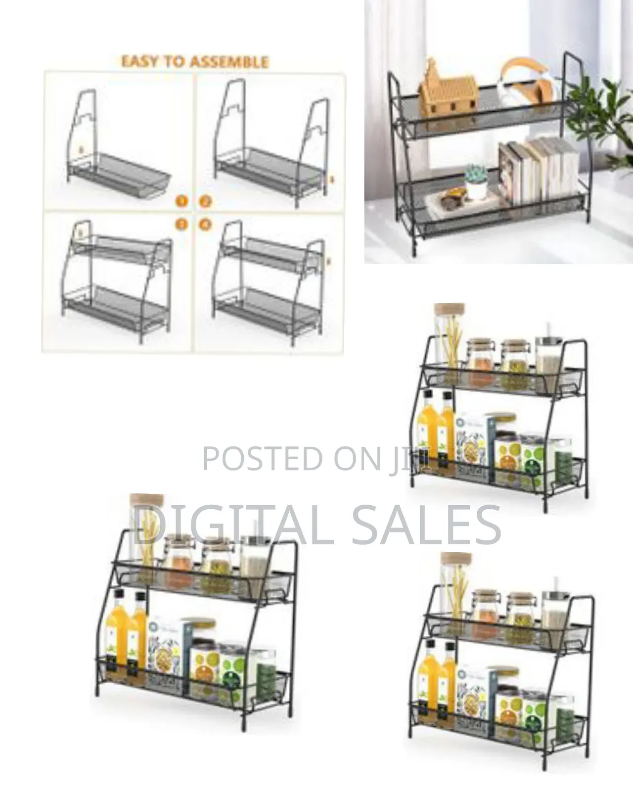 Two-Tiered Metal Mesh Storage Shelf