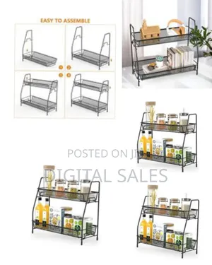 Two-Tiered Metal Mesh Storage Shelf