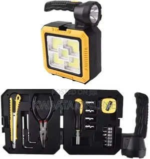 Rechargeable Led Flashlight With Portable Tool Box - Multifunctional