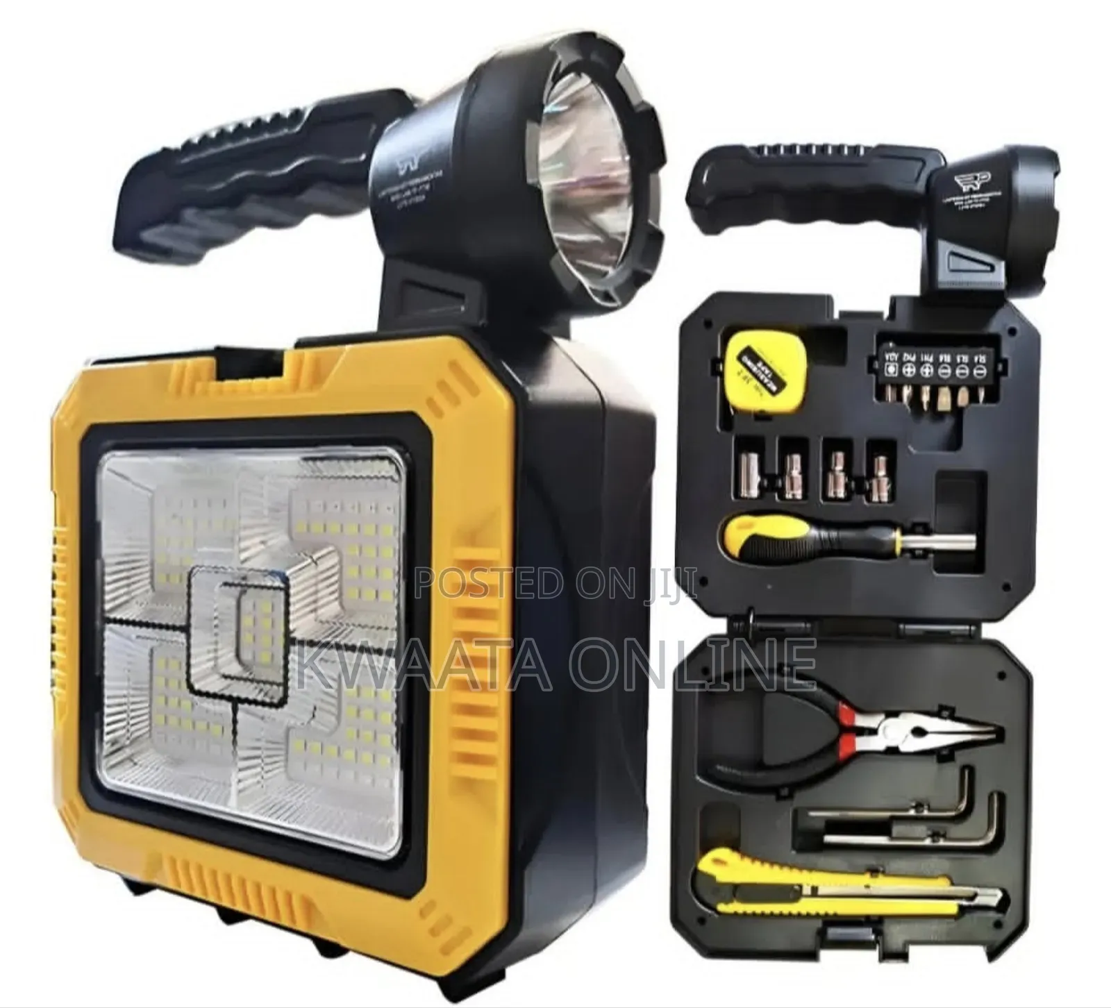 Rechargeable Led Flashlight With Portable Tool Box - Multifunctional