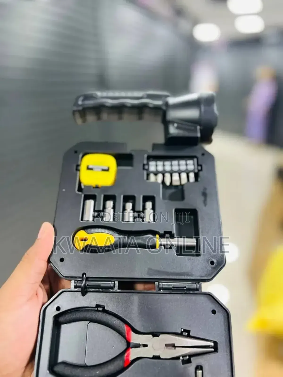 Rechargeable Led Flashlight With Portable Tool Box - Multifunctional