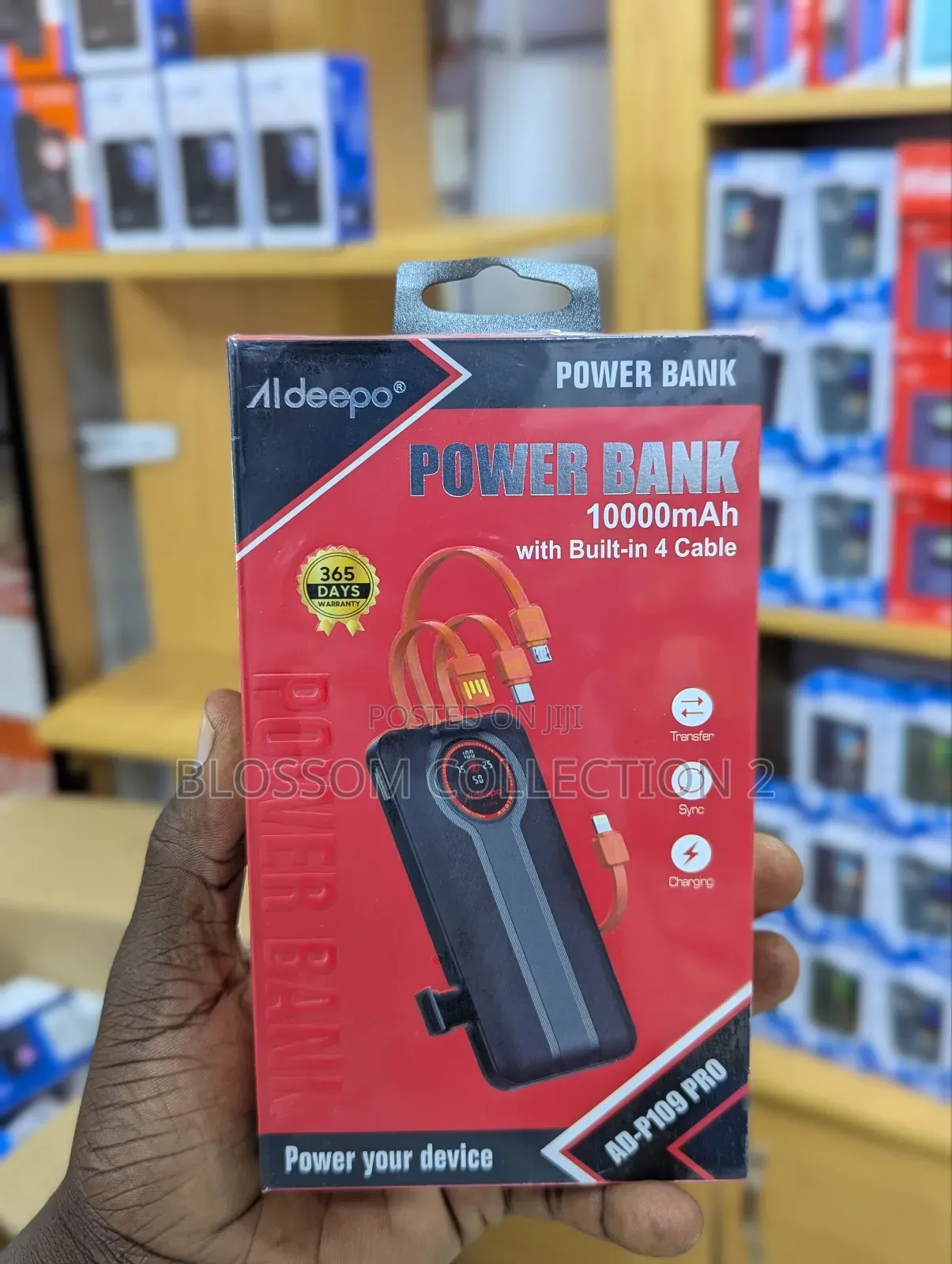Aldeepo 10,000 Mah Digital Display Charging Power Bank- Black