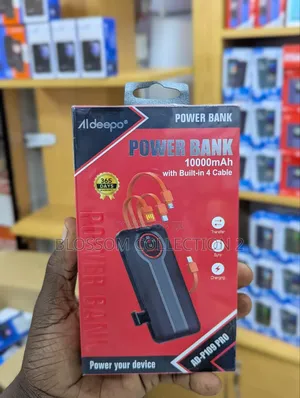 Aldeepo 10,000 Mah Digital Display Charging Power Bank- Black