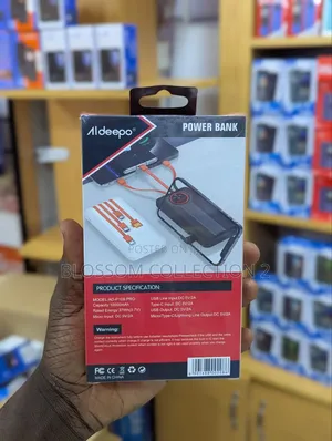 Aldeepo 10,000 Mah Digital Display Charging Power Bank- Black