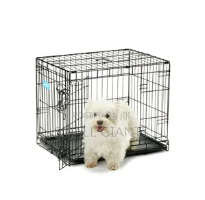 Black, Foldable Metal Pet Crate or Cage.