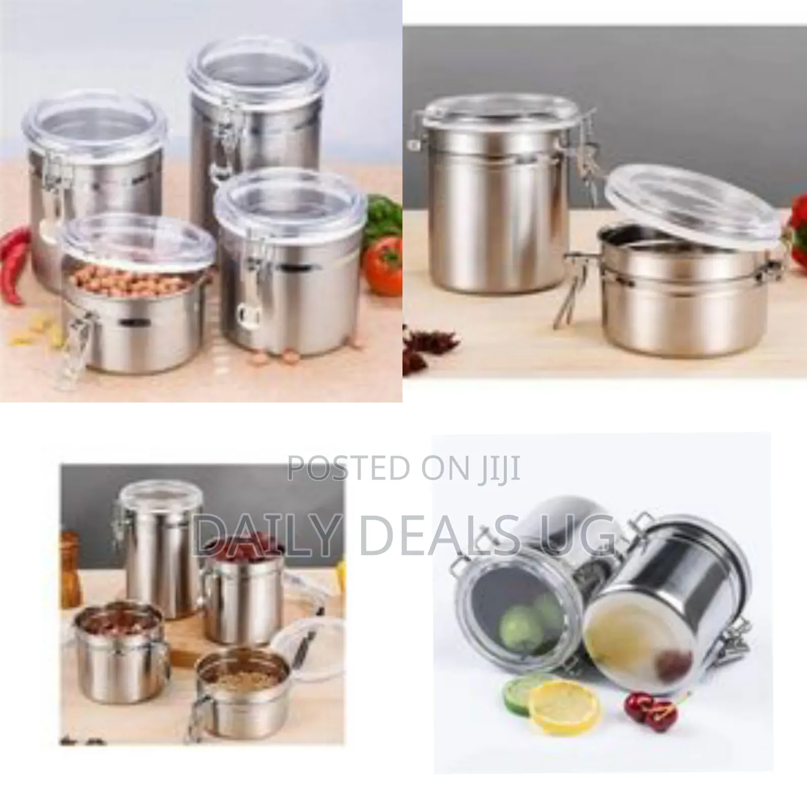 4 Pieces Stainless Steel Canister Tins for Kitchen Storage