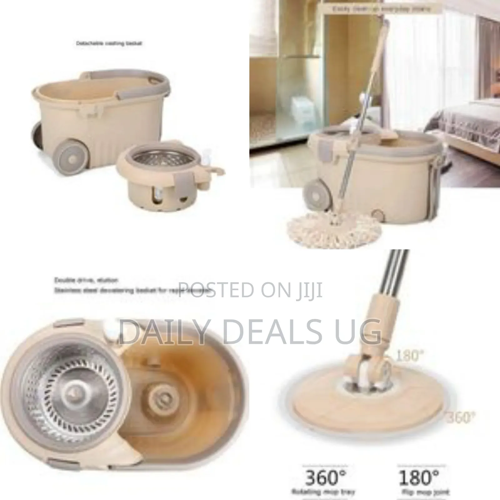 Spin Mop and Bucket Set With Wheels - Multicolor