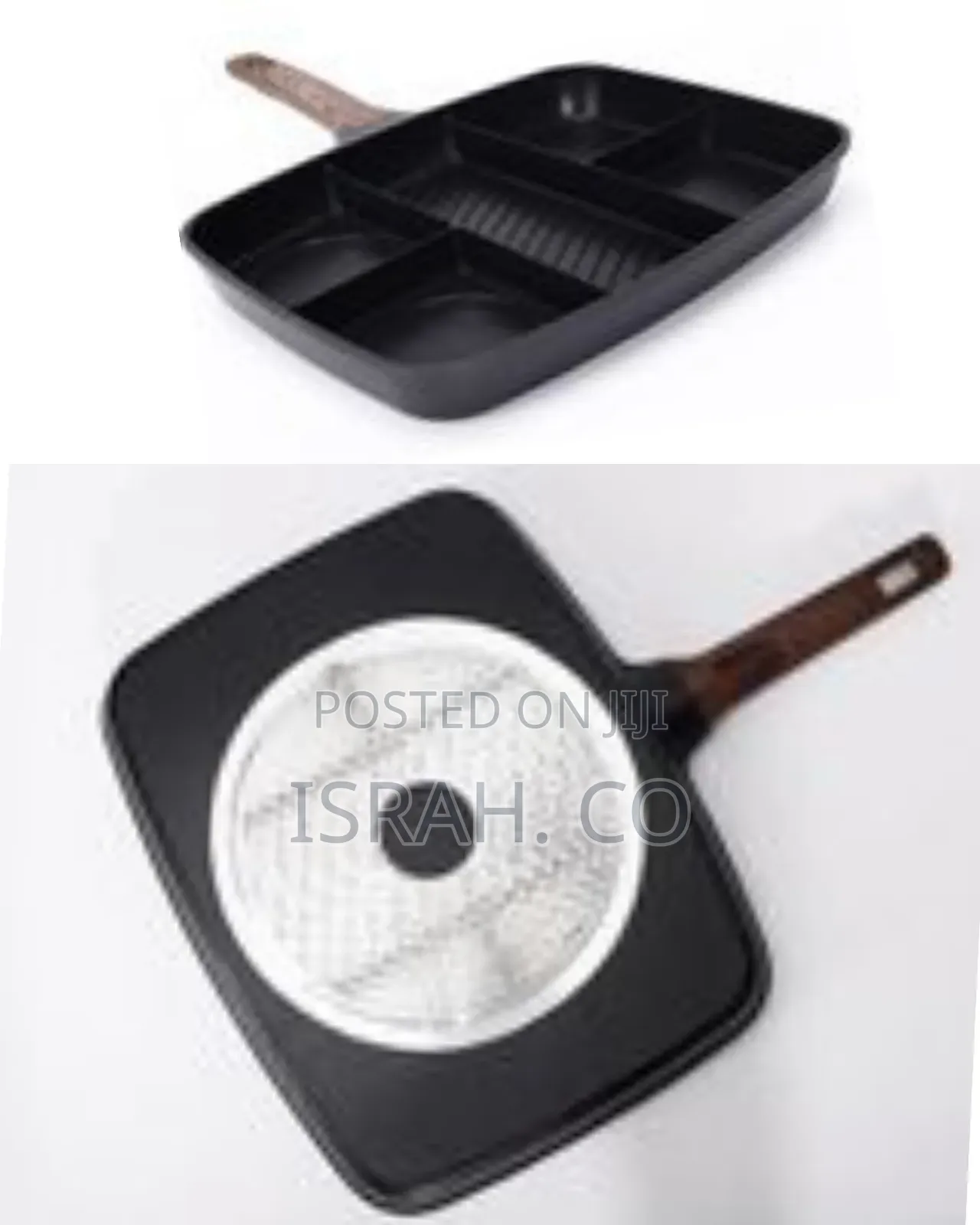 Multi-Sectional Non-Stick Breakfast Pan With Wood-Grain Handle
