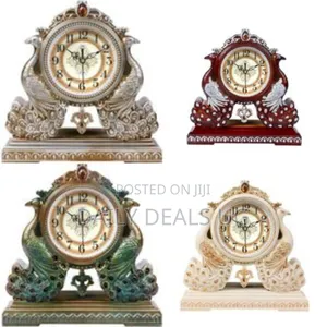 Ornate Double Peacock Mantel Clock With Pendulum - Multicolor