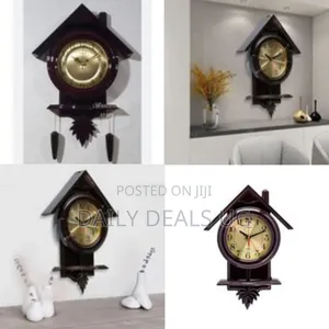 Traditional House-Shaped Wall Clock With Pendulum - Multicolor