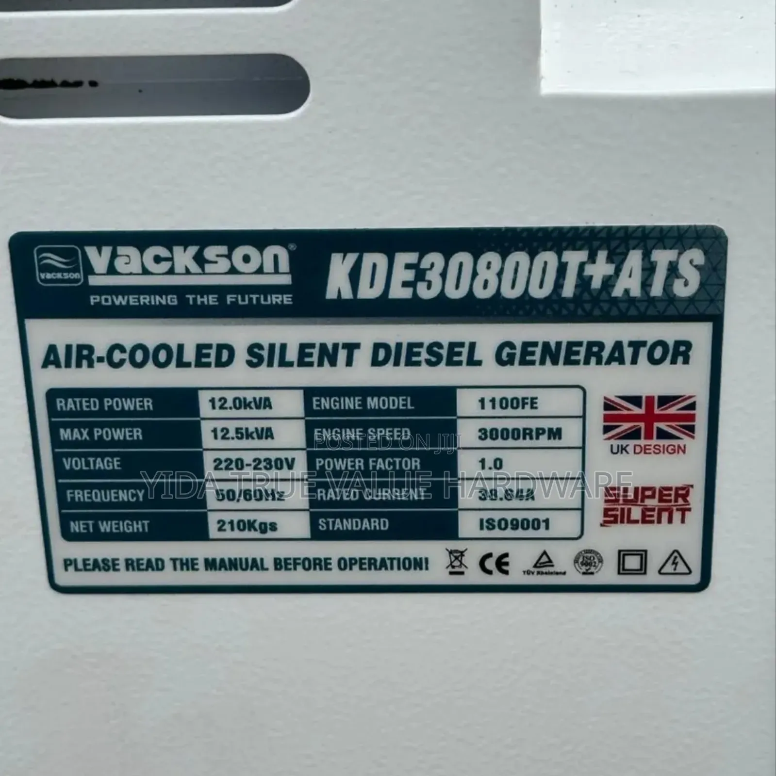 12.5kva Generator Vackson Silent 100% Copper