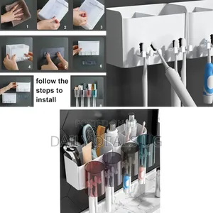Wall-Mounted Multi-Functional Toothbrush Holder and Organizer