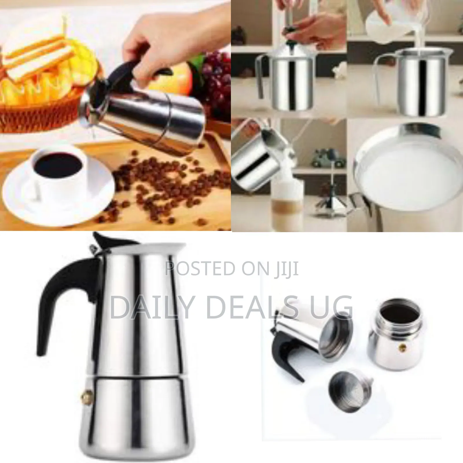 Classic Stainless Steel Stovetop Espresso Maker / Moka Pot -Multicolor