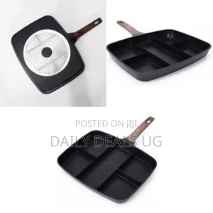 Multi-Sectional Non-Stick Breakfast Pan With Wood-Grain Handle