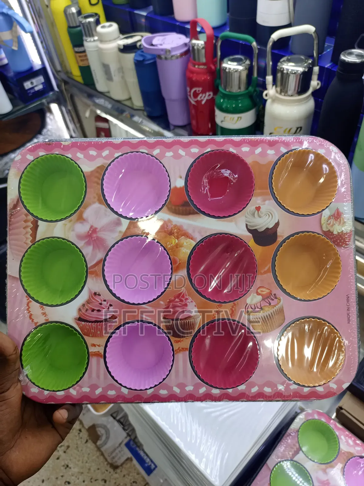 Cupcake Baking Tray With Colorful Silicone Molds.