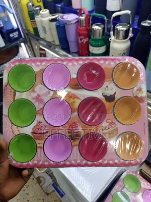 Cupcake Baking Tray With Colorful Silicone Molds.