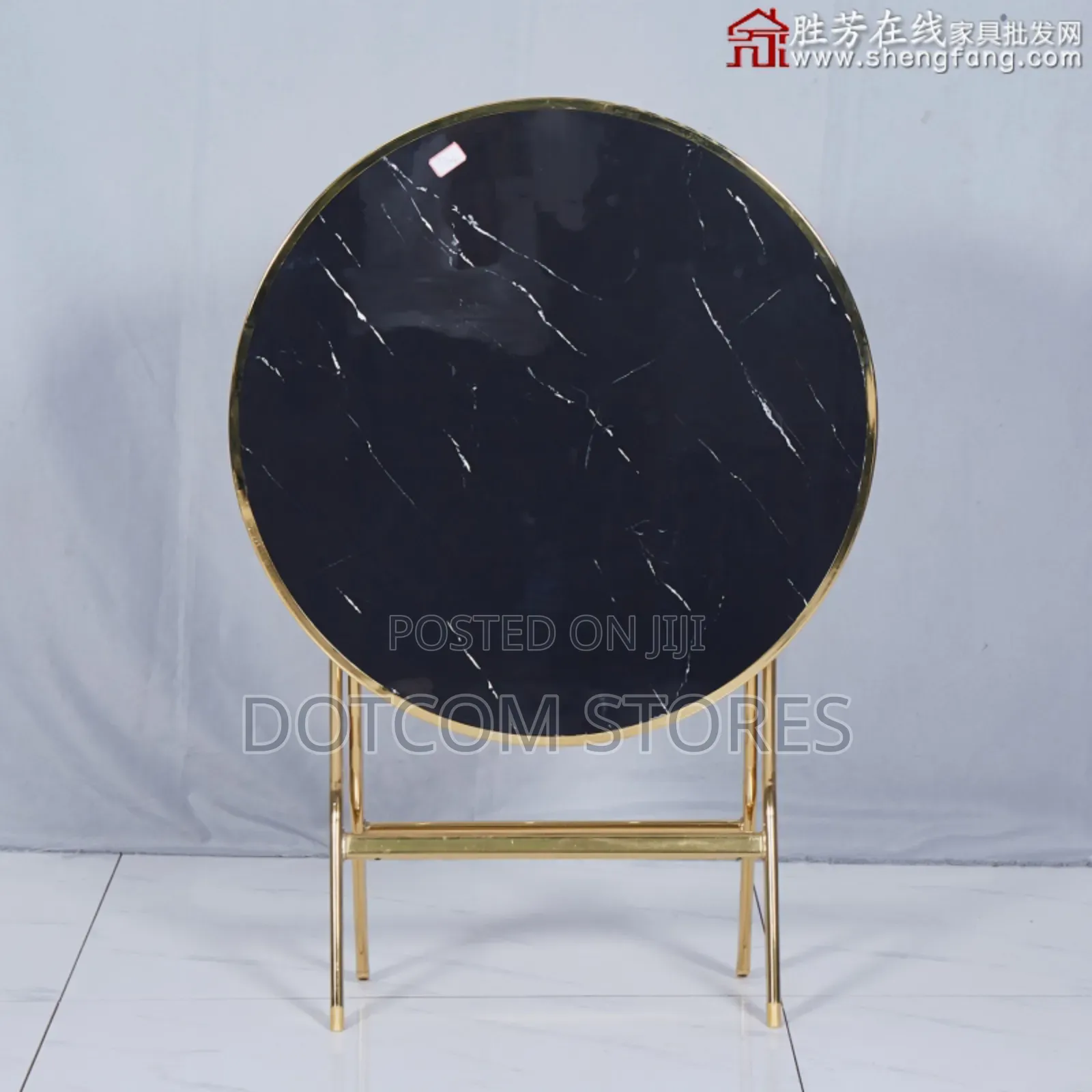 Black Marble-Patterned Round Table