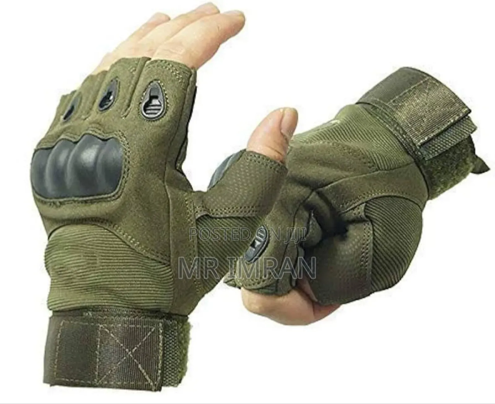 Olive Green Half-finger Tactical Gloves With Hard Knuckle Protection.
