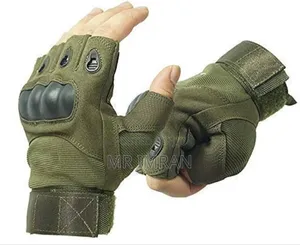 Olive Green Half-finger Tactical Gloves With Hard Knuckle Protection.
