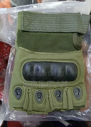 Olive Green Half-finger Tactical Gloves With Hard Knuckle Protection.