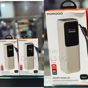 Porodo Smart Display 20000mah Power Bank With Built-in Type-C Cable