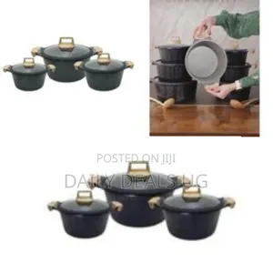 Premium Non-Stick Cooking Pot Set With Wood-Effect Handles