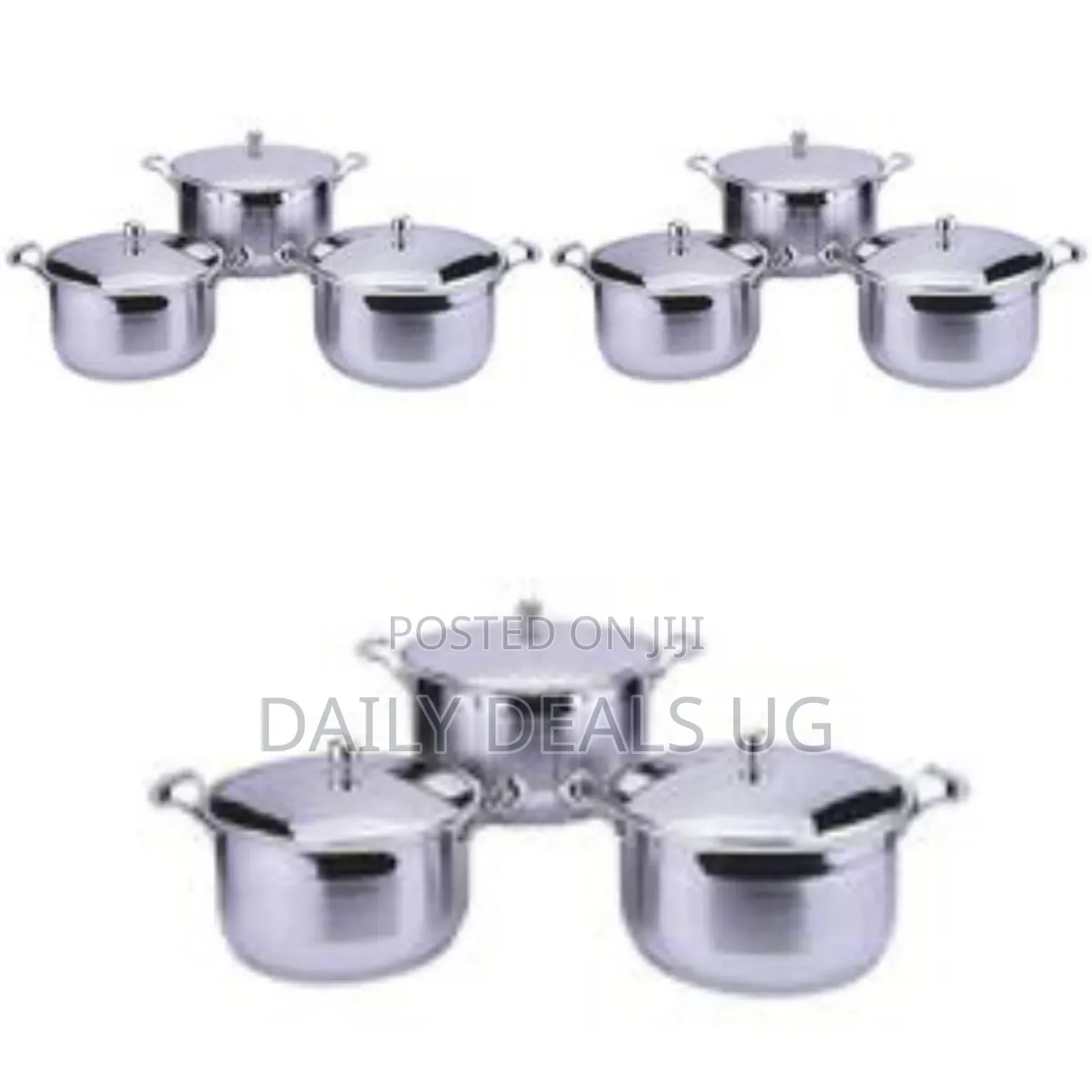 Elegant Stainless Steel Cookware Set With Glass Lids (8 Pcs)