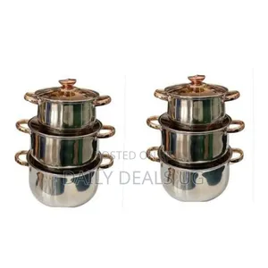 Three-Piece Stainless Steel Cooking Pot Set With Glass Lids