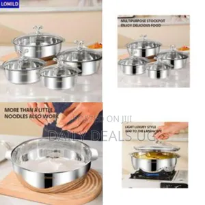 Elegant Stainless Steel Multipurpose Stockpot Set With Glass Lids