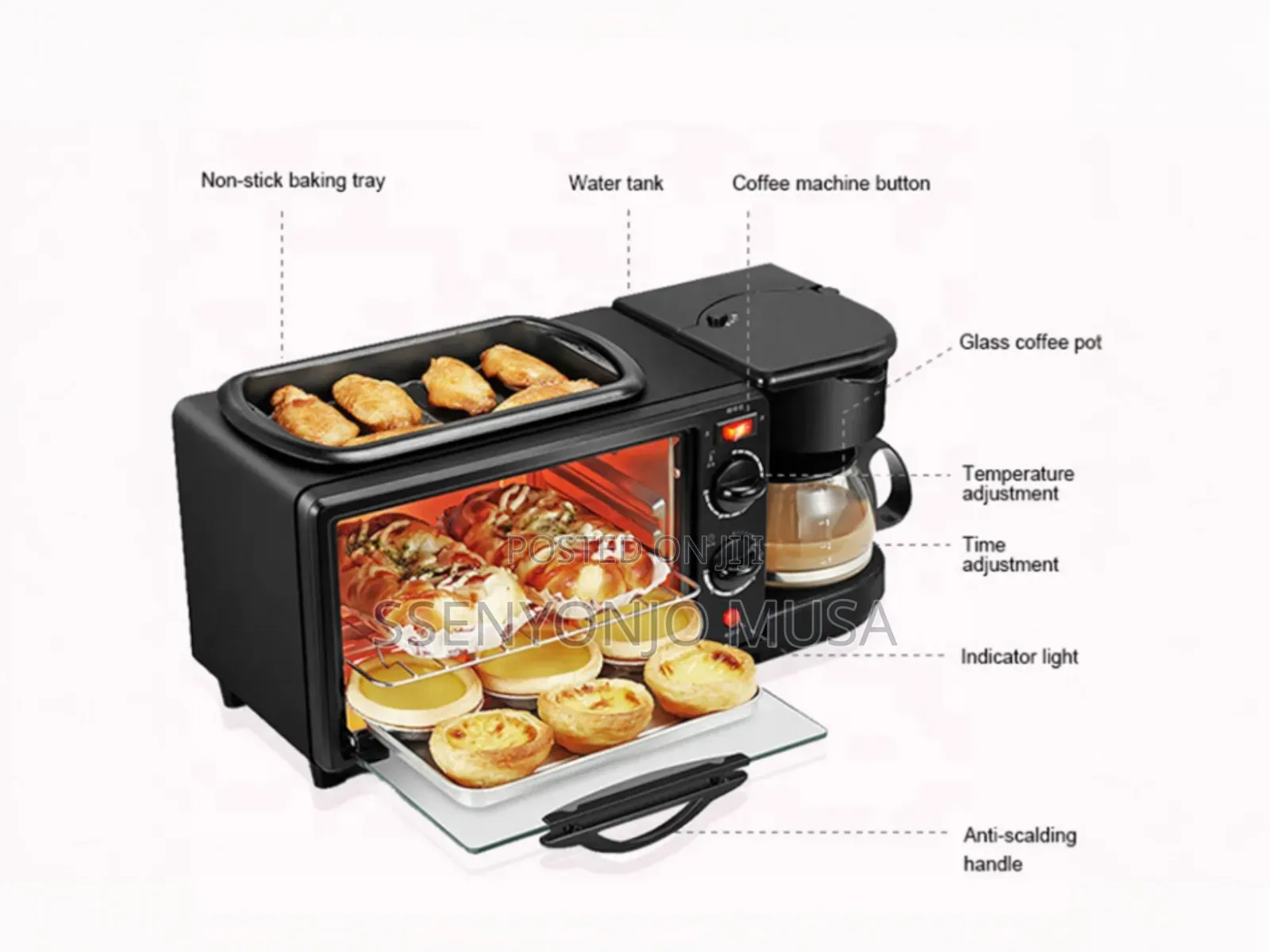 Hoffman 3-in-1 Breakfast Machine | Coffee Maker, Frying Pan.