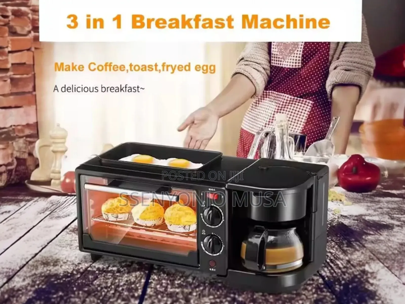 Hoffman 3-in-1 Breakfast Machine | Coffee Maker, Frying Pan.