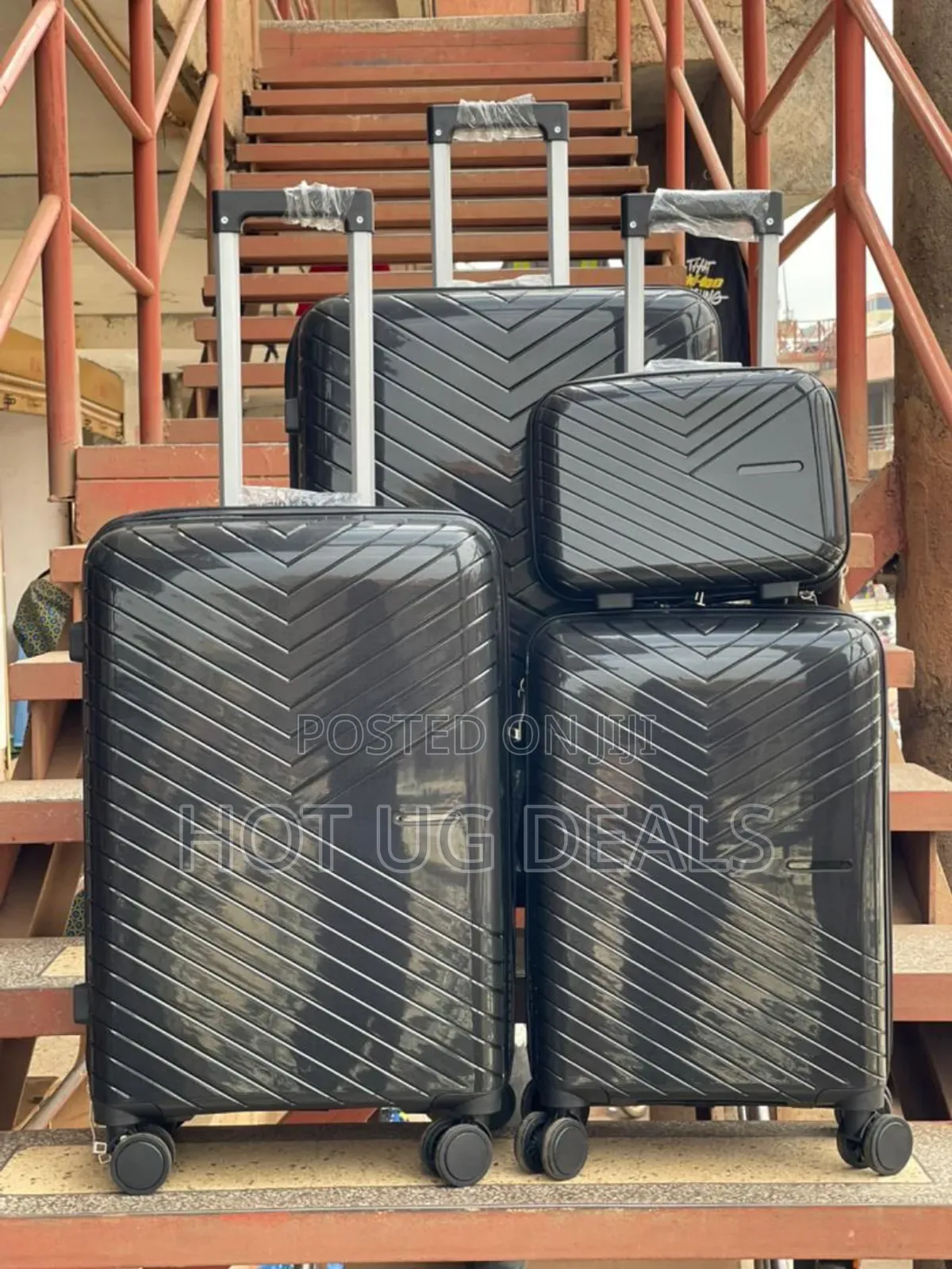 4pcs Waterproof Rubber Plastic Travel Suitcases -multicolour