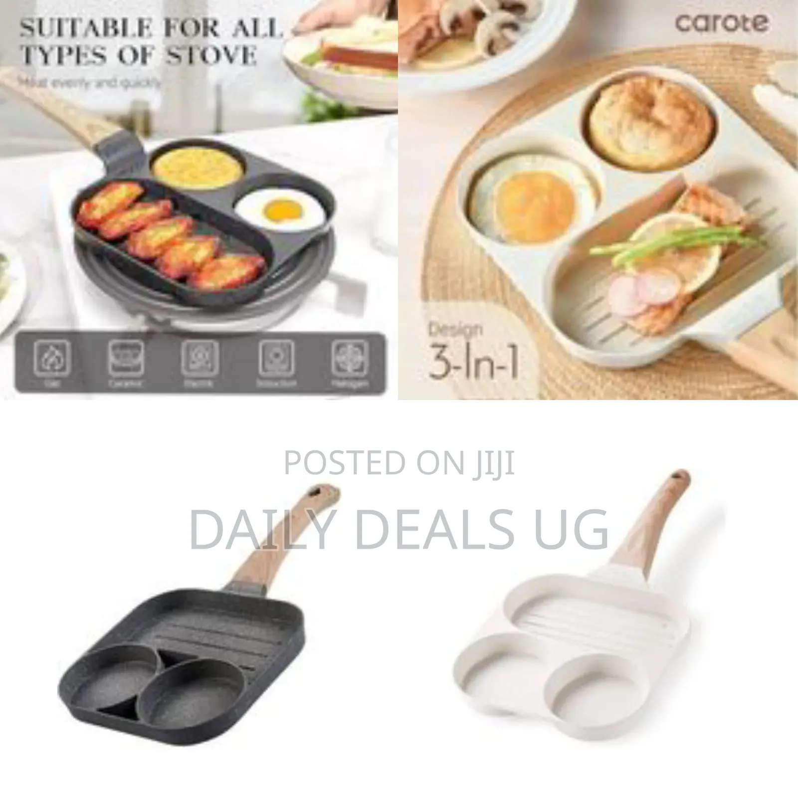 Multi-Sectional Non-Stick Breakfast Pan With Wood-Effect Handle