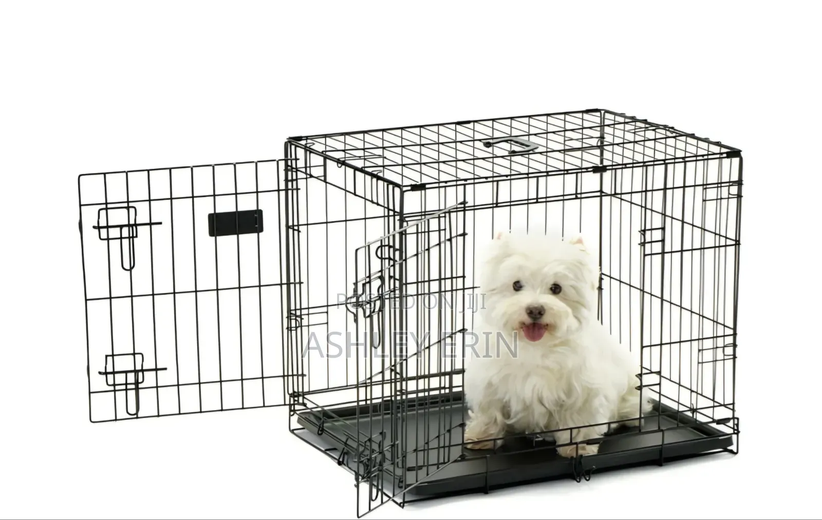 Black, Foldable Metal Pet Crate or Cage.