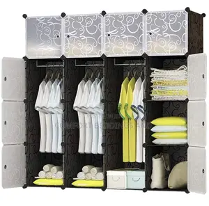 Four Column Plastic Closet Black