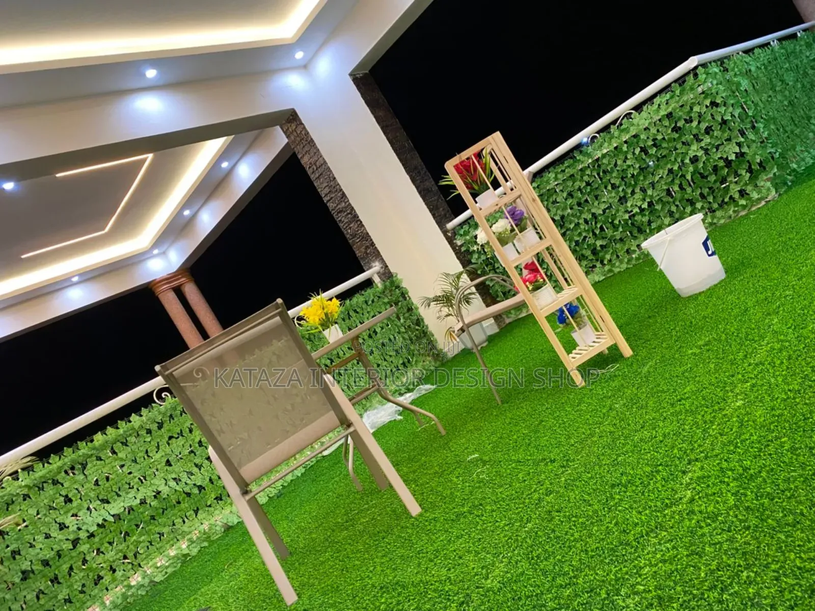 Balcony Flowers and Grass Carpet