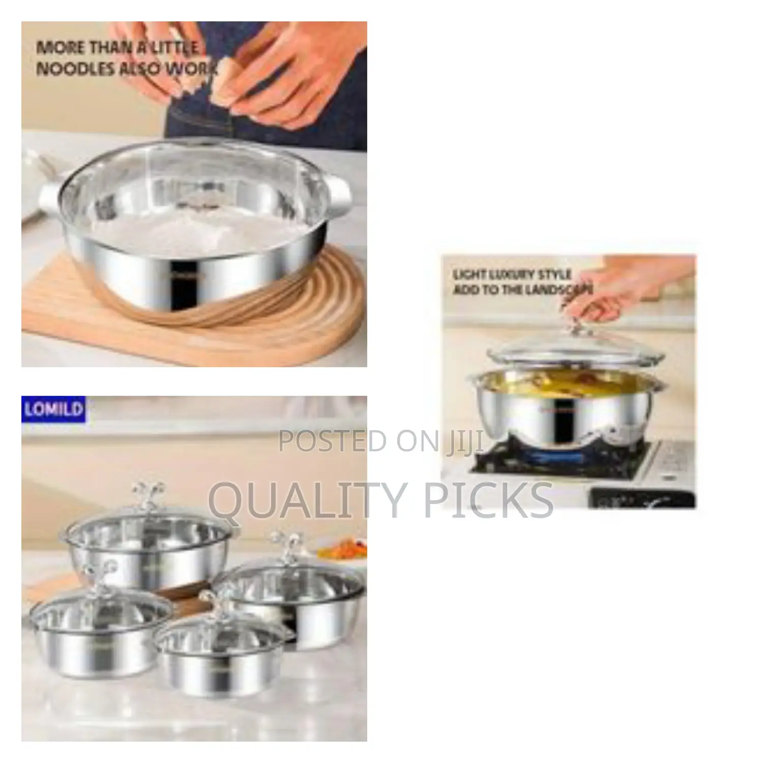 8 Piece Thick Stainless Steel Soup Pots With Glass Lids
