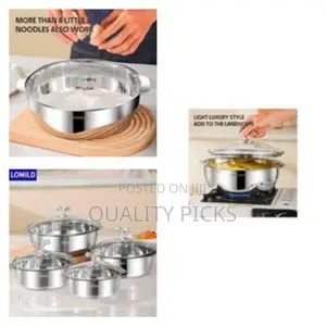 8 Piece Thick Stainless Steel Soup Pots With Glass Lids